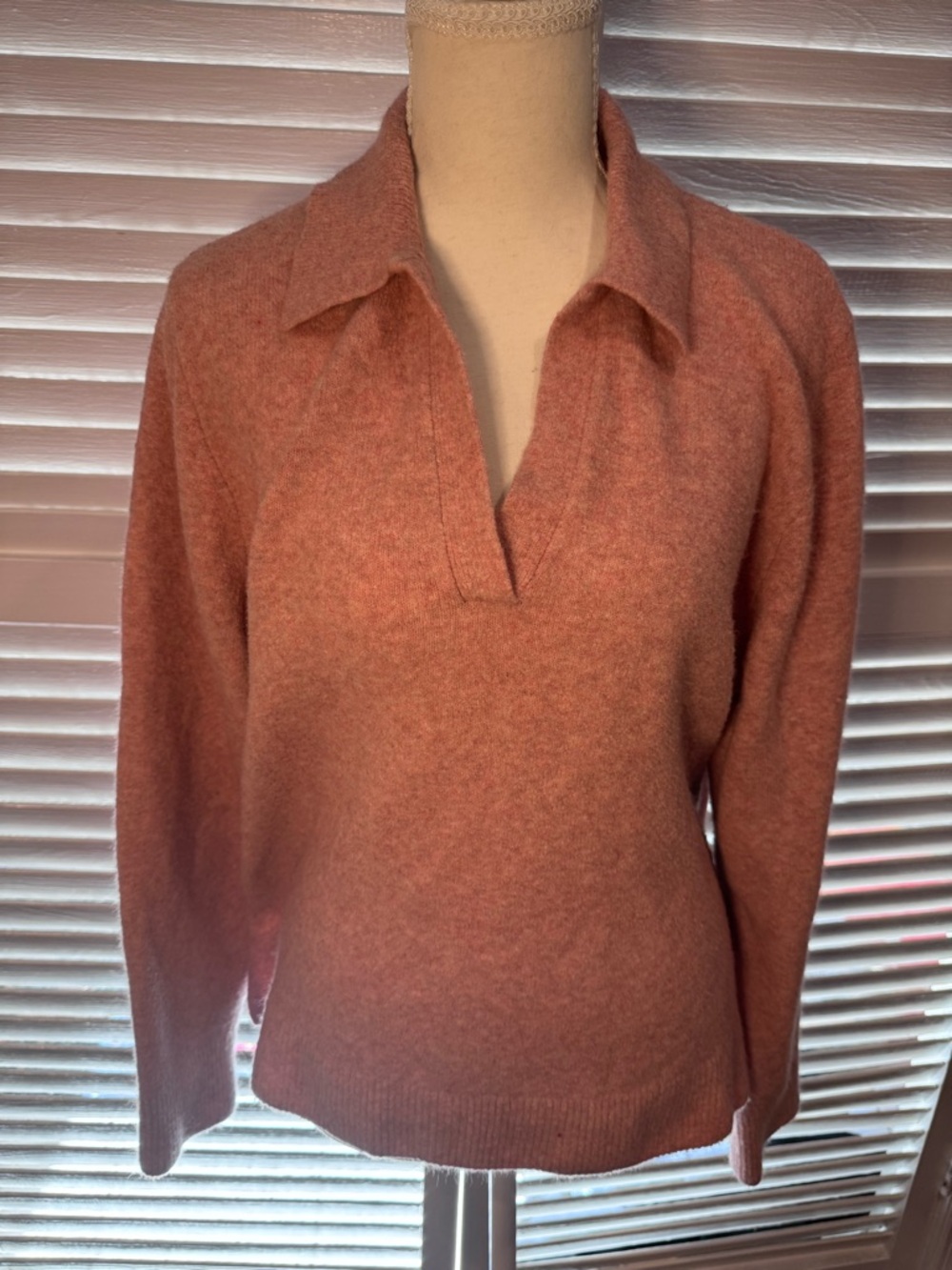 J.Crew Extra Soft Collared Sweater XL Dusty Rose Cozy Minimalist Pullover